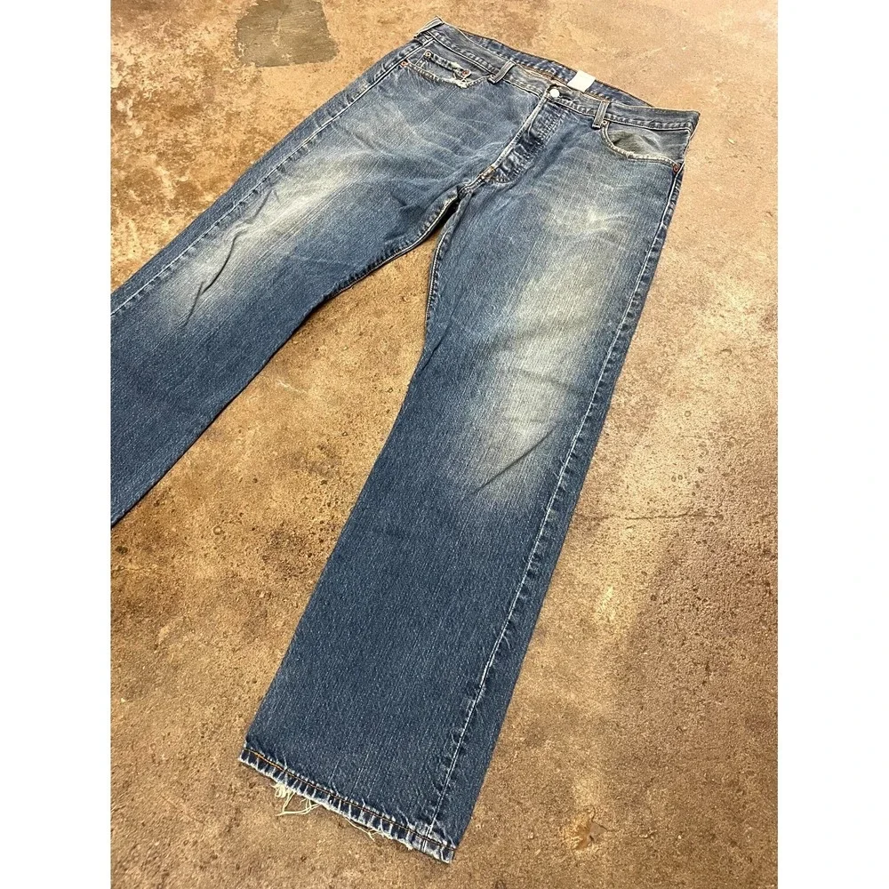 Levi's 501 Straight Jeans Men 40x32 Blue Denim Logo Cotton High Rise Regular Fit